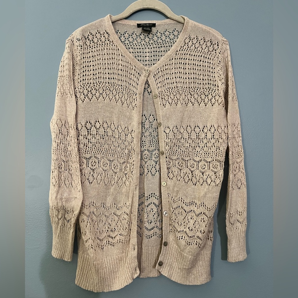 Eddie Bauer Cream Button-Up Cardigan